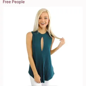 ‎Free People Faye teal keyhole sleeveless top S thumbnail 3