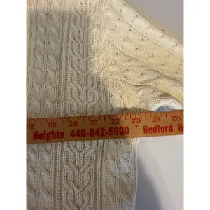 Wainscott Cable‎ Knit Turtleneck Sweater Women's M Cream 100% Cotton Fisherman thumbnail 5
