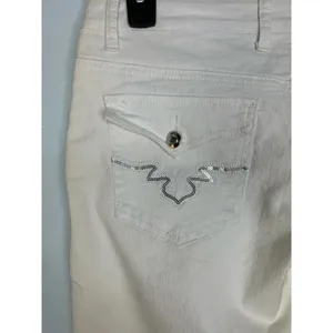 D*Klic White Jeans Size 34 inches Tall Denim Bedazzled Pockets NWT UK thumbnail 3