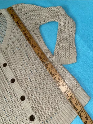 L.O.G.G + H&M Open-weave crocheted cardigan button v-neck long sleeve NEW size L thumbnail 11