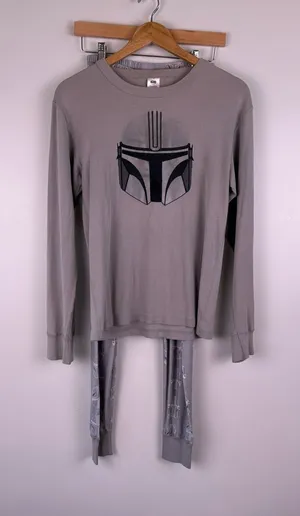 Hanna Andersson Star Wars The Mandalorian Adult Pajama Set Size Small Gray thumbnail 1