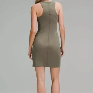 Lululemon Ribbed Softstreme Slim-Fit Tank Dress 8‎ Green Athleisure Casual Mini thumbnail 2