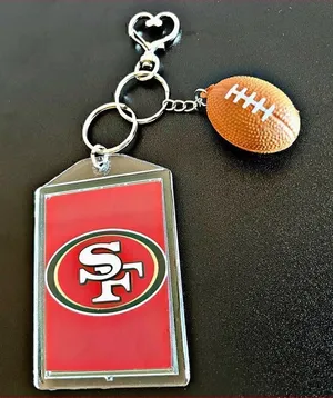 ‎NWOT. SF 49ers 🏈 Keychain includes Heart Shape Silver Medal Spring Clip. Brown thumbnail 1