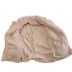 Womens NWOT Beige Sherpa Fleece open front Jacket oversized warm size small thumbnail 4