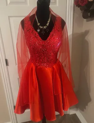 Coya Collection Formal red A line homecoming dress thumbnail 2