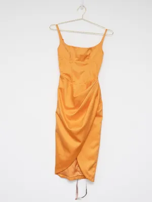 House of CB - Bianca Tangerine Satin Corset Midi Dress thumbnail 10
