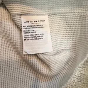 American‎ Eagle White Mixed Texture Waffle Pointelle Cropped Tank Top Medium M thumbnail 4