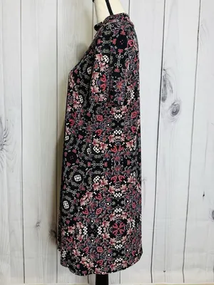BCBGeneration Womens Size L Floral Short Sleeve A-Line Dress Mock Neck thumbnail 4