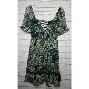 NWT Band Of The Free Maisie floral boho mini dress green medium. thumbnail 2