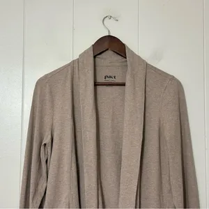 Pact Luxe Essential Swing Cardigan S Taupe Open Front Lightweight thumbnail 3
