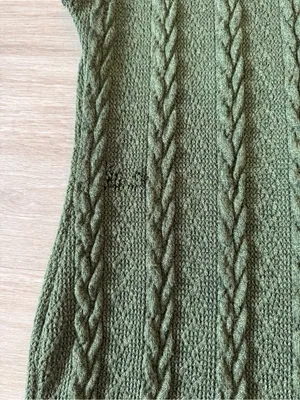 Windsor Sleeveless Cable Knit Turtleneck Dress in Dark Green, Size XS thumbnail 5