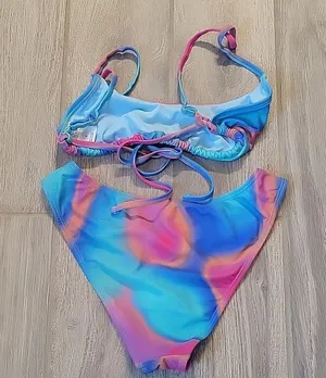 Wild Fable bandeau style top and cheeky bikini bottoms, multi color. thumbnail 3