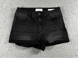 PacSun Denim Shorts Women 30 Black Shortie Faded Stretch Rolled Hem Boho Western thumbnail 1