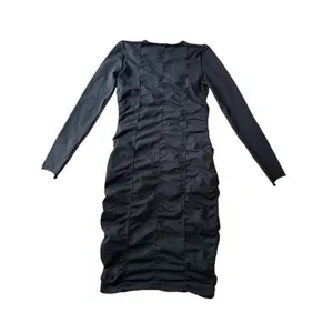 NEW Opening Ceremony Womens‎ Long Sleeve Ruched V Neck Midi Dress Black Large thumbnail 9