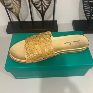 Elegant Gold Slide Sandals by Lauren Lorraine Size 11 thumbnail 4