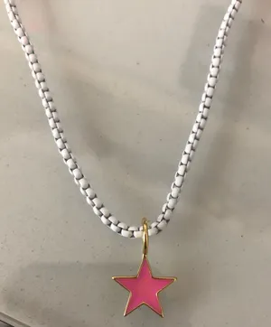 Handmade pink star on white pop chain thumbnail 1
