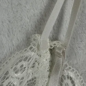 White Floral Lace Bralette Crop Top Sheer V-Neck Adjustable Straps Small‎ thumbnail 7