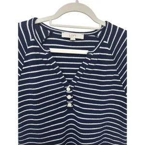 LOFT Womens Navy Blue Striped Cotton Short Sleeve Dress Nautical Coastal Medium thumbnail 9