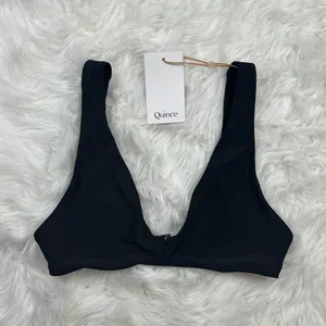 Quince Italian Plunge Bikini Top Black Size Small thumbnail 2