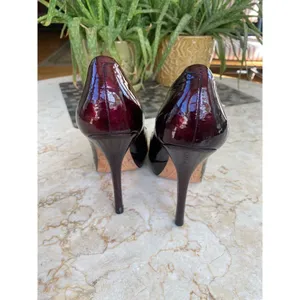 Joan & David BURGUNDY PATENT Platform Heel size 6 thumbnail 6