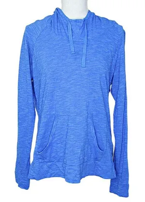 Columbia Womens Blue Rocky Ridge III Lightweight Pullover Hoodie Pouch Pockets L thumbnail 1
