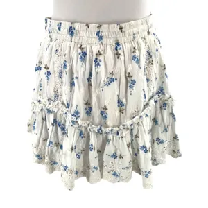 LoveShackFancy Becca Skirt brillant blue floral print sz‎ M thumbnail 4