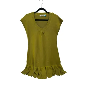 Sparrow Anthropologie Short Sleeve Sz Large Sweater Dress Chartreuse Olive Green thumbnail 4
