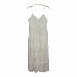 Alice+Olivia SHANTELLA TIERED BUTTON MAXI DRESS in Off White 10 Rush Sorority thumbnail 4