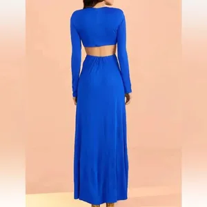 FARM RIO Blue Knot Cut-Out Long Sleeve Maxi Dress‎ thumbnail 2