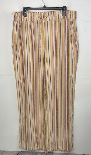 D&Co Naturals Linen blend pull on pants multicolor Striped Pants size Large thumbnail 1