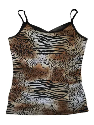 Y2K Bling Animal Print Mob Wife 2000s Maximalist Size L/XL Spider Rhinestone Top thumbnail 5