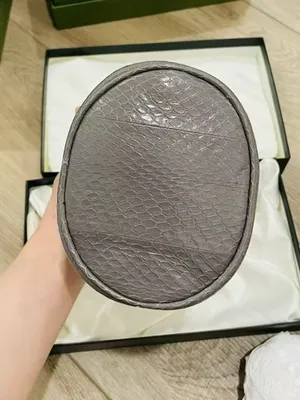Gucci Zumi Python Snakeskin Mini Bucket Bag Dusty Grey $2850 New in Box thumbnail 6