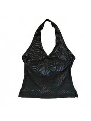 Vintage Y2K Zebra Halter Tank Top Animal Print Silvergate Green Women's Small thumbnail 3