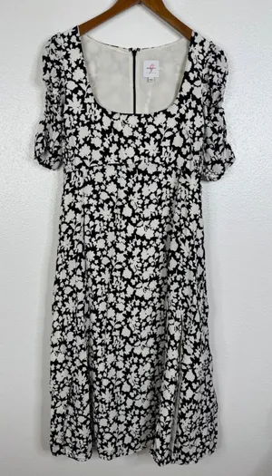 The Nines by Hatch Womens Maternity Floral Midi Dress Black White Square Neck S thumbnail 1