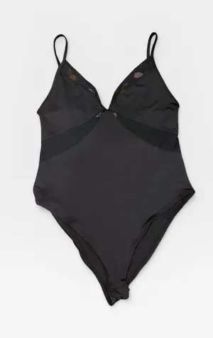 Zara Black Mesh Bodysuit Minimalist Chic Strappy Top Night out Festival Goth thumbnail 1
