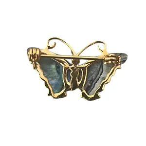 Vintage Estate Butterfly Brooch & Lapel Hat Stick Pin 2 Pc. Set Gold Tone Metal thumbnail 4
