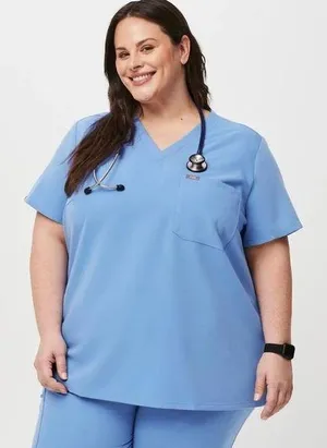 FIGS Catarina Scrub Top in Cool Blue thumbnail 1