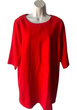 GAP Vibrant Red Shift Dress Elbow Sleeve Round Neck Classic Simple Style Size 14 thumbnail 1