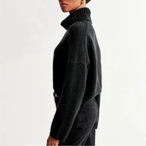 Abercrombie & Fitch Black Turtleneck Sweater Size Medium Wedge thumbnail 3