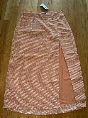 NWT Abercrombie & Fitch Geometric Printed Side Slit Midi Skirt Sz S thumbnail 1