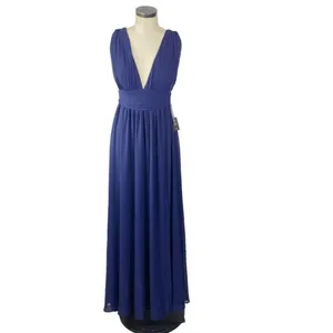 NWT Womens Size Small Lulu's Powder Blue Deep V-Neck Formal Maxi Dress thumbnail 5