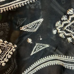 Cecico Sheer Tank Blouse w/Embroidery and a keyhole front tie Black thumbnail 10