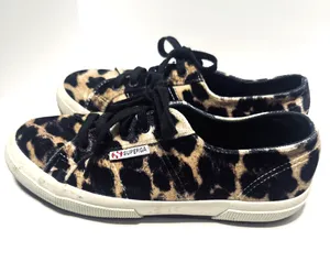 Superga velvet cheetah leopard tennis shoes sneakers womens 7.5/38 thumbnail 1