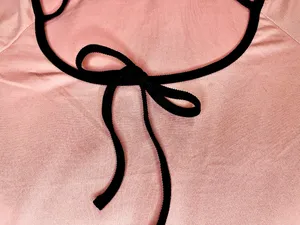Pink Scoop Neck Tee w/Black Trim and Tie thumbnail 3