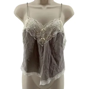 Vintage Pollinaise Silver Grey Cream Lace Camisole Nylon Womens 34 thumbnail 2