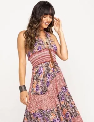 Free people’s Intimately Floral Print Gabriella halter midi dress thumbnail 1
