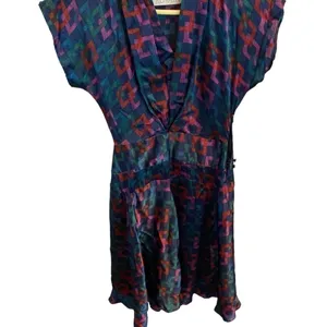 Anthropologie Trovato 100% silk Jewel Tone mini Party dress Spring Summer flirty thumbnail 12