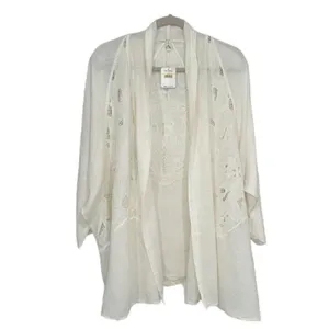 Free People White Crotchet/Lace Open Front Cardigan(Size Medium) thumbnail 2