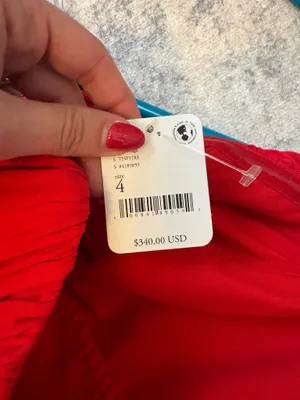 Third form red strapless dress thumbnail 3