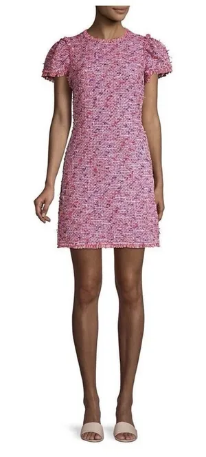 Kate Spade New York Flutter Sleeve Tweed Dress Pink Size 12 Jackie O Preppy‎ thumbnail 1